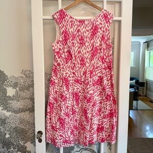 Boden Cotton Pink and White Patterned Sleeveless Dress Size 14